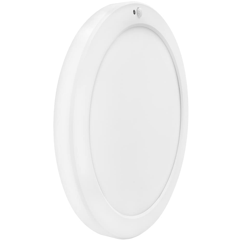 Maxxima 13 in. Round Ceiling Flush Mount Light Fixture - Features Motion Sensor, 2700 Lumens, 3 CCT 3000K/4000K/5000K, Automatic Dusk to Dawn Photocell Sensor, Perfect Closet or Entryway Light