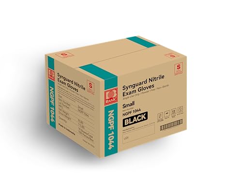 Intco Black Nitrile Exam Gloves 5 Mil - Latex-Free & Powder-Free, 1000 Count Small