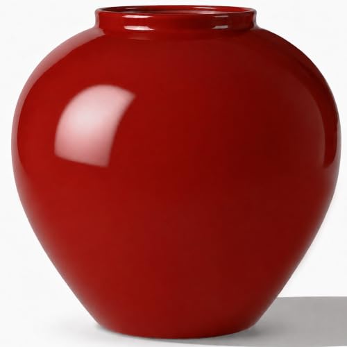 FZBCTLDZ Christmas Red 11-Inch Ceramic Look Iron Vase with Glossy Finish