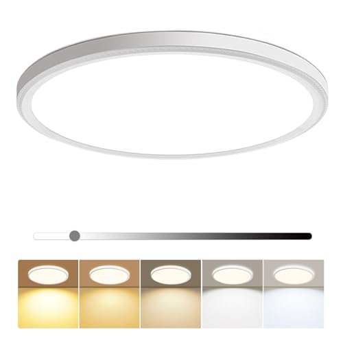 hunhun 16 Inch Dimmable LED Flush Mount Ceiling Light 4800LM 5 CCT White Pack