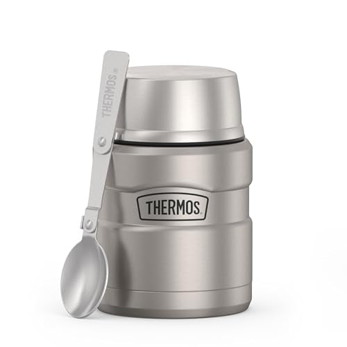 Thermos Stainless King Food Jar 16oz with Spoon - Matte Steel, Leak-Proof