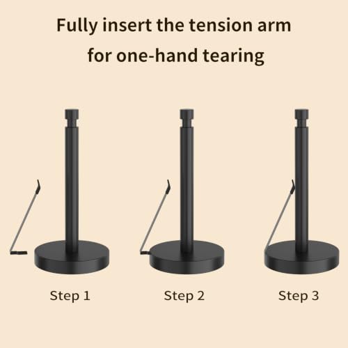 YUMORE Black Heavy Duty Paper Towel Holder with Weighted Base - 4.2lbs Kitchen Countertop Dispenser