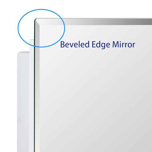 IDYLLOR White Beveled Edge Recessed or Surface Mount Bathroom Medicine Cabinet, 16x22 inch with Adjustable Shelves - Matt White