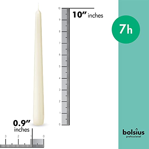 BOLSIUS Ivory Taper Candles Single Pack - 10 Inch Dinner Candles with 7+ Hour Burn Time - European Quality, Dripless & Smokeless - Household Use