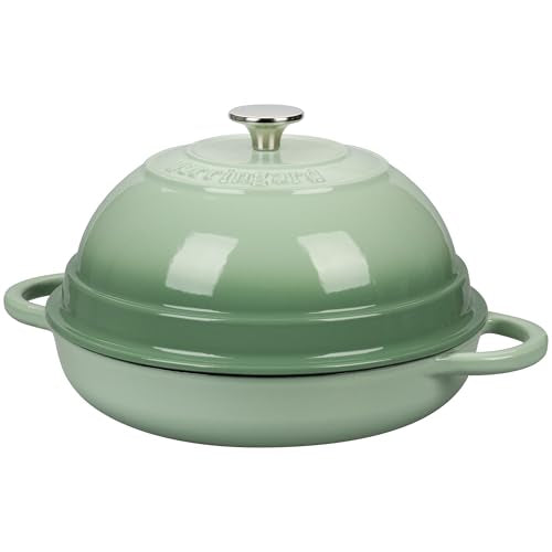 Dutch Oven Pot with Lid - 6 Quart Enamel Cast Iron for Bread & Cooking - Green