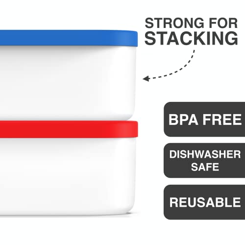 BALCI 2 Quart Ice Cream Containers Set of 2 - Blue & Red Reusable Freezer Storage