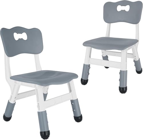 FUNLIO Adjustable Kids Chair Set Grey 2pcs - Height-Adjustable Toddler Seating for Ages 3-8, Sturdy Child Chairs with 220lbs Capacity