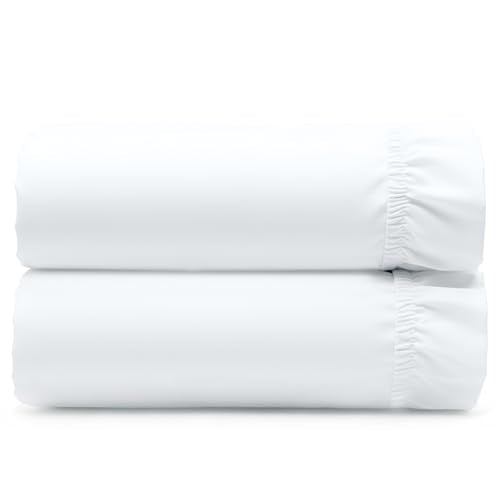 Queen Fitted Sheet 2 Pack - 100% Cotton Sateen Deep Pocket White - Variation 01