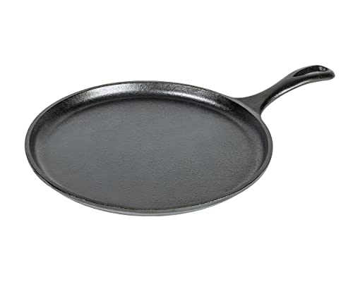 Lodge 10.5-Inch Pre-Seasoned Cast Iron Griddle with Red Silicone Handle Cover