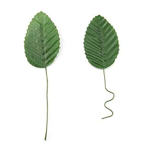 TAODAN Artificial Silk Leaf 200PCS 10cm Green Fake Wired Single Silk Leaves Faux Flowers Leaf for Wedding Arrangements Centerpieces DIY Home Decorative Christmas Party Decoration