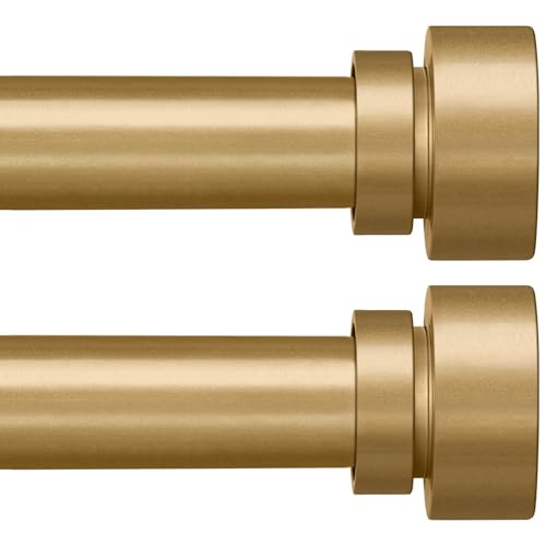 PORTRES Gold Adjustable Curtain Rod Set of 2 for Windows 16-60 Inches Heavy Duty Farmhouse Design