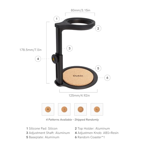 Universal Coffee Stand with Adjustable Height and Cork Pad - Portable & Durable