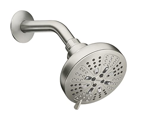 Hydro Energetix 5-Inch Showerhead Brushed Nickel - Water-Efficient, 8 Spray Settings, Easy Install
