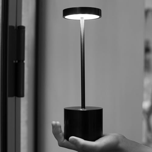 2 Pack Rechargeable LED Table Lamps - Portable Cordless Dimmable Light for Indoor & Outdoor Use - Black
