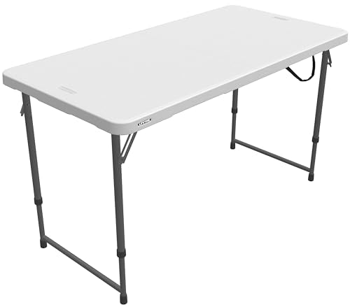 4-Foot Adjustable Folding Table - Portable, Stain-Resistant & Lightweight