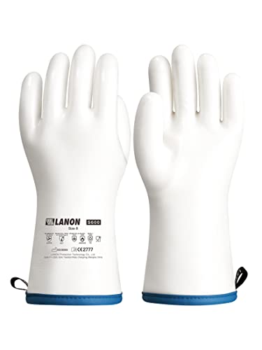 LANON Liquid Silicone Oven Mitts Large White (L/9) Heat Resistant Kitchen Gloves