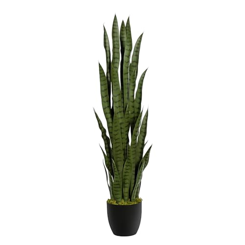 4ft Artificial Snake Plant - 46in Faux Sansevieria Indoor Outdoor Decor - Green 1Pcs