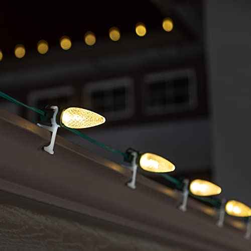HLO Lighting Christmas Light Clip | All in One | Use with C9, C7, and LED Mini Lights | Christmas Light Hangers for Gutters | 25 Pack