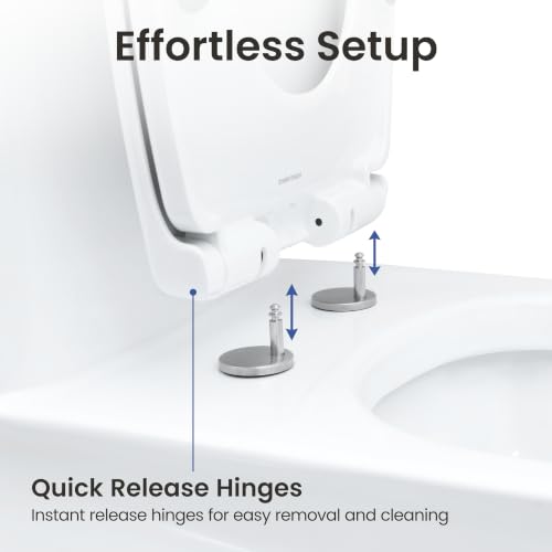 Elongated Slow Close Toilet Seat - Comfort Fit, White, Easy Install