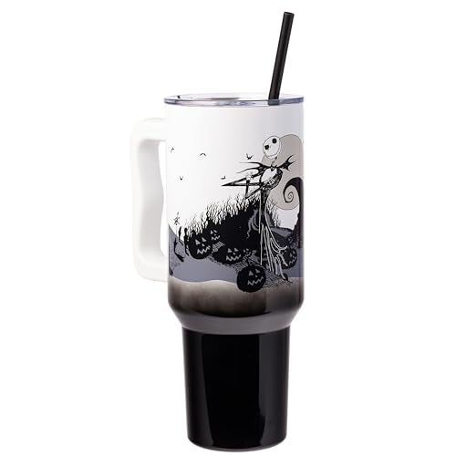 Nightmare Before Christmas Jack Skellington Stainless Steel 40oz Tumbler with Hill & Moon Scene