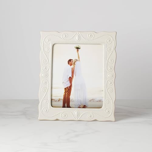 Lenox French Perle White 8x10 Picture Frame - Beaded Ceramic Wall Decor
