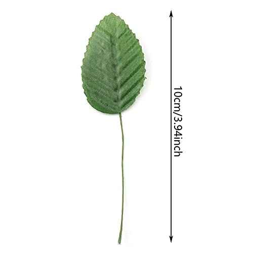 TAODAN Artificial Silk Leaf 200PCS 10cm Green Fake Wired Single Silk Leaves Faux Flowers Leaf for Wedding Arrangements Centerpieces DIY Home Decorative Christmas Party Decoration
