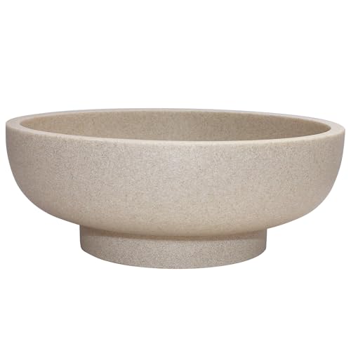 Large Handcrafted Decorative Fruit Bowl in Sand Beige - Modern Home Accent