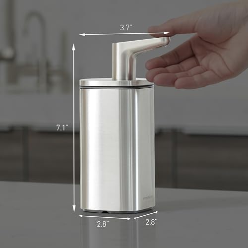 simplehuman Pulse Pump Soap Dispenser 10 oz Brushed Stainless Steel – No-Drip Refillable Kitchen & Bathroom