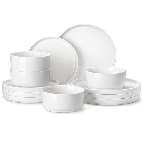 Ivory White 12-Piece Porcelain Dinnerware Set for 4 - Chip & Scratch Resistant