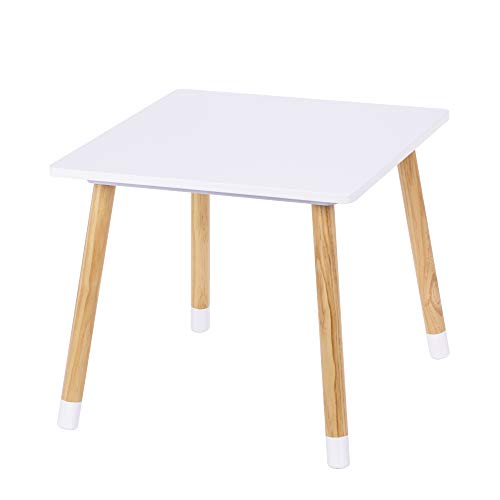 UTEX Wooden Toddler Table and Chair Set - Square-Back Design, White, Easy Assembly