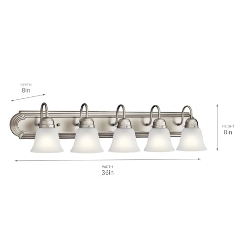 Kichler 5-Light Bathroom Vanity Light Fixture, Brushed Nickel, 36"