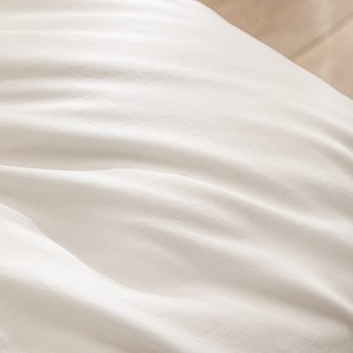 BESTOUCH Oversized King Cotton Duvet Cover Set Off White Linen Feel 120"x98"