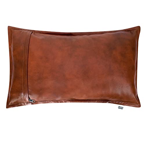 Lambskin Leather Pillow Cover 16x24 Tan Antique Box - Premium Throw Cushion Case