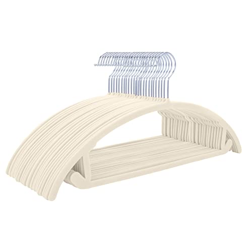 Ivory Velvet Suit Hangers 50 Pack - Rounded Shoulder Clothes Hangers