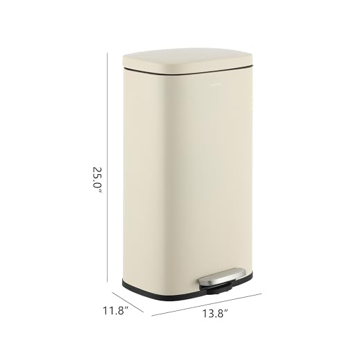 happimess 8 Gal Soft Close Step Trash Can - Limestone Beige, Satin Finish