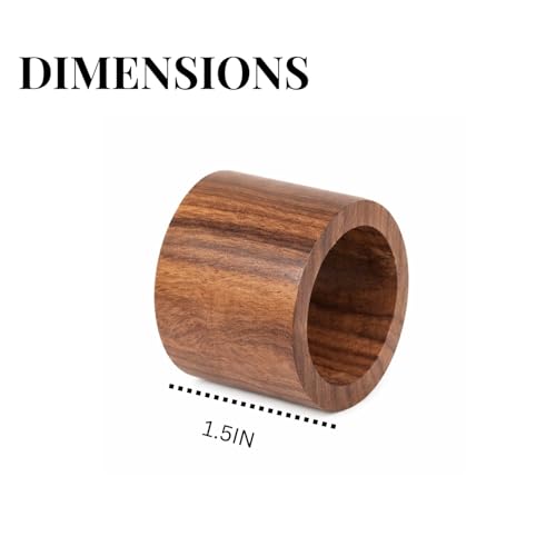 SHAFA IMPEX 12-Piece Acacia Napkin Ring Set, Natural 2x2x1.25 in - Farmhouse Style