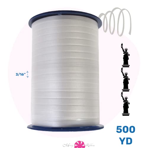 Morex Curling Ribbon 3/16" 500 Yds for Gift Wrapping, Balloon String, Birthday Parties, Holidays, Decorations, White