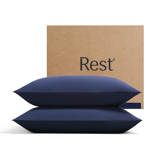 REST Evercool+ Cooling Pillowcases for Hot Sleepers - Midnight Blue, Standard, 2 Pack
