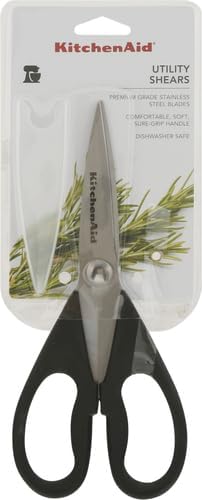 KitchenAid Kitchen Shears - Durable Stainless Steel Scissors with Soft Grip Handle, 8.72 Inch, Black