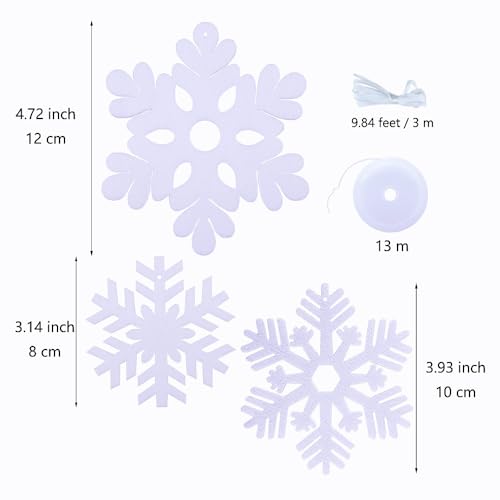 40 PCS White Snowflake Ornaments Felt Hanging Snowflakes Decorations for Outdoor Christmas Tree Winter Party Decorations