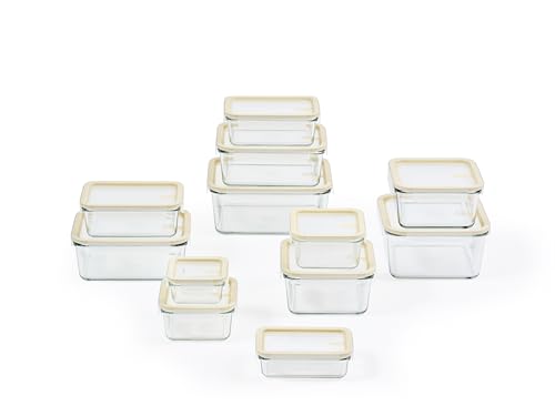 Glass Food Storage Container Set - Airtight Leakproof Tempered Glass, 8 Sizes
