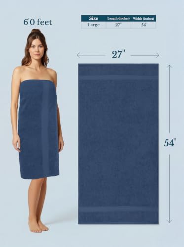 Premium Cotton Bath Towels Set - 4-Pack, 27x54 Inches, Navy Blue