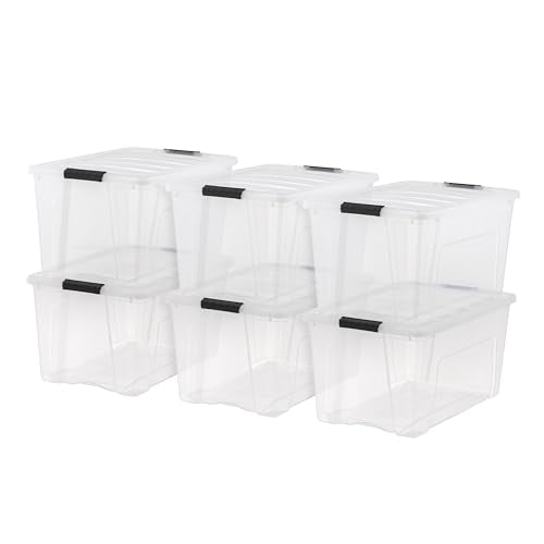 6-Pack Clear Plastic Storage Bins with Lids - Stackable, BPA-Free Organization Containers