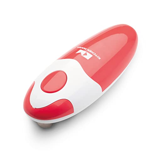 Electric Can Opener Battery Operated - Effortless One-Touch Kitchen Tool, Red