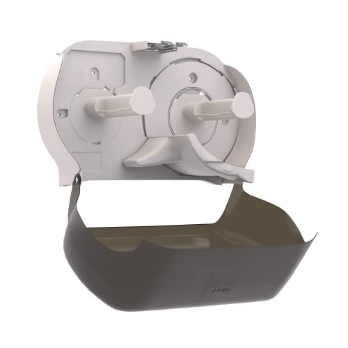 Twin Jumbo Toilet Paper Dispenser Smoke T22 - High Capacity with Lock & See-Through Window