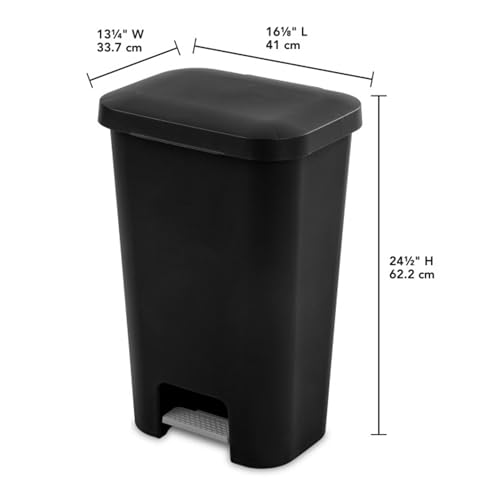 Sterilite 11.9 Gal Rectangular Step-On Wastebaskets 4 Pack Black Kitchen & Office