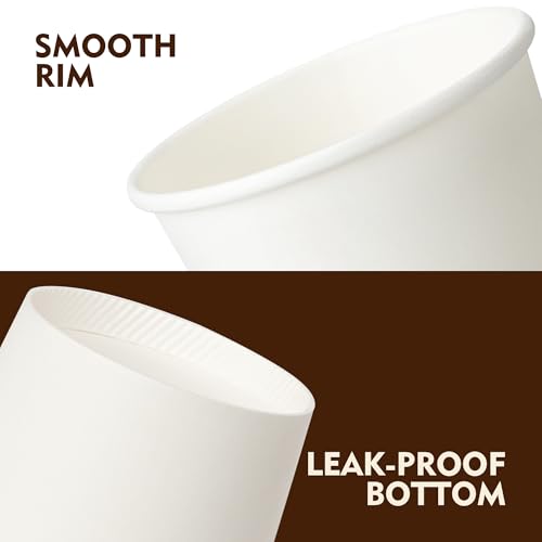Disposable Paper Coffee Cups 12 oz - White, 300 Pack