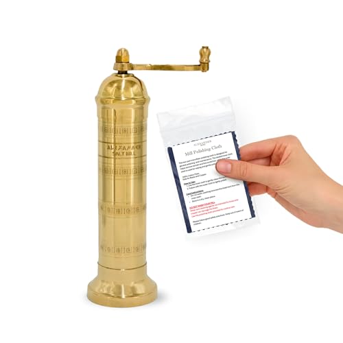 European Brass Salt Mill - 8-Inch Refillable Hand Coffee Grinder