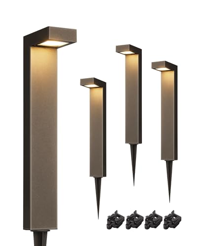 EDISHINE 4 Pack Low Voltage LED Pathway Lights Outdoor Landscape Lighting - Warm White