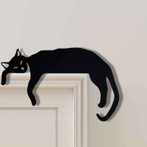 2024 Metal Adorable Cat Door Topper - Halloween Christmas Door Toppers Decor Decoration Sign Frame Kitty Corner Hanging Decorative Wall Vintage Holiday Spooky Ornament (Knife & Cat)